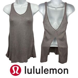 Lululemon Grey Open Back Split Tank Top Lightweight Knit